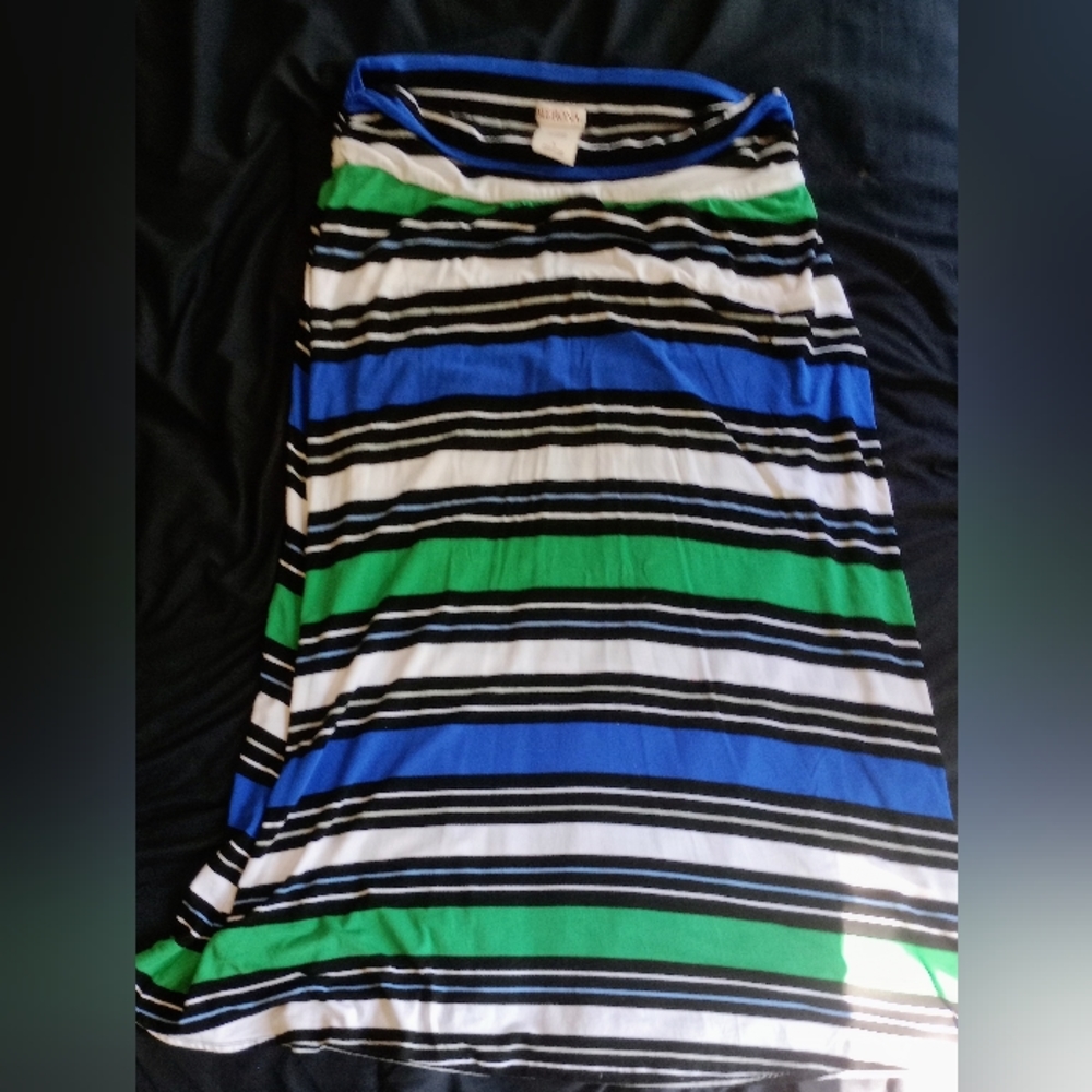 Women's Merona Size Large Multicolor Horizontal Striped Maxi Skirt